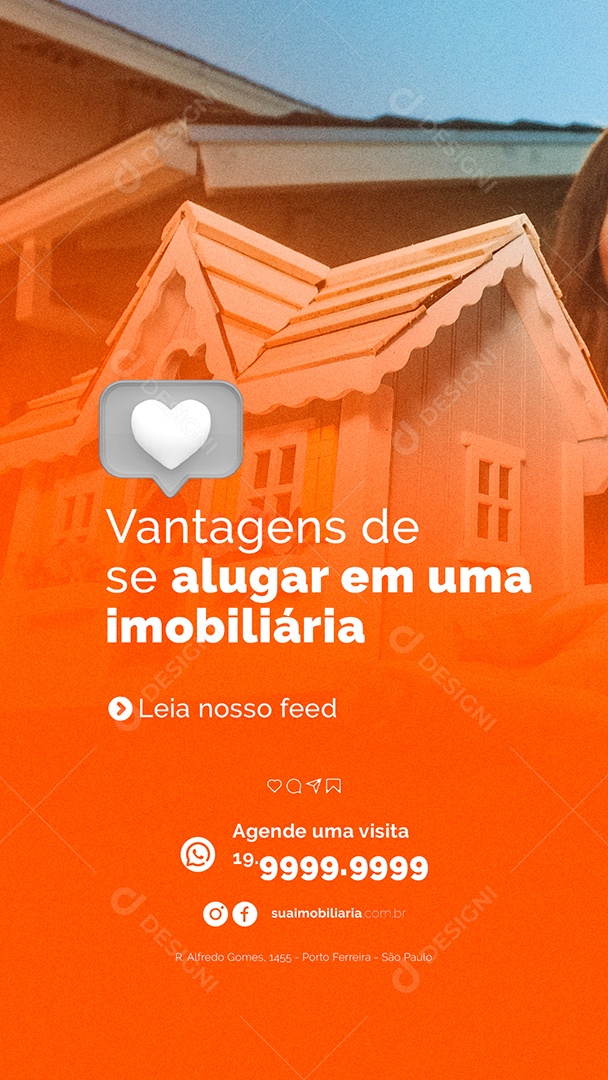 Story Vantagens de se Alugar em um Imobiliária Social Media PSD Editável