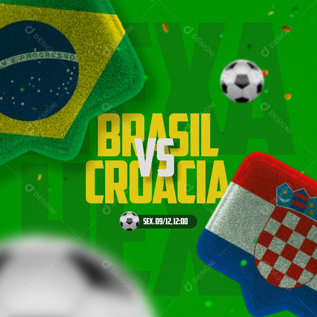 Hexa Brasil vs Croácia Copa do Mundo Futebol Social Media Editável