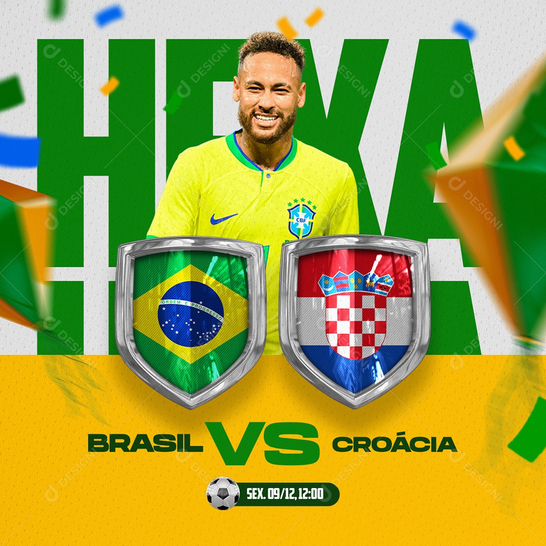 Hexa Brasil vs Croácia Copa do Mundo Futebol Social Media Editável