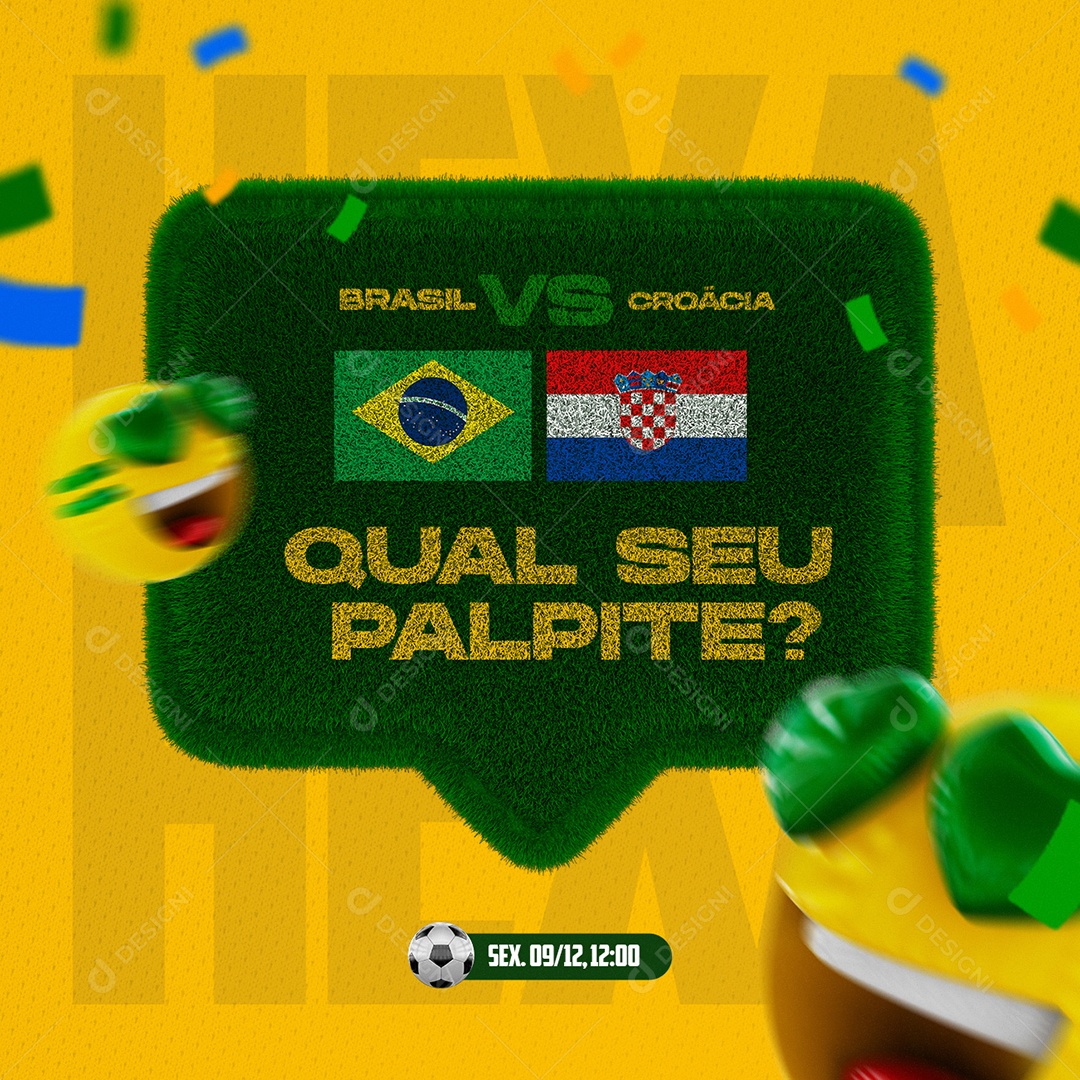 Qual seu Palpite Brasil x Croácia Copa do Mundo Futebol Social Media PSD Editável