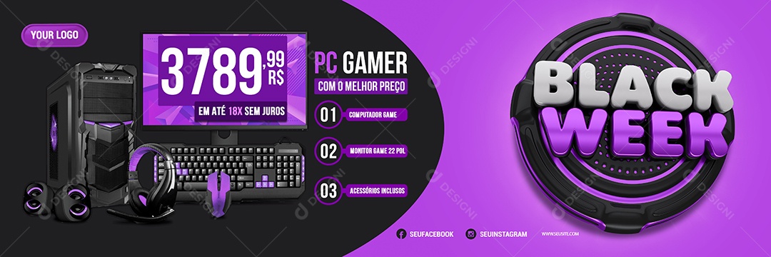 Social Media PC Gamer Com o Melhor Preço Black Friday PSD Editável  [download] - Designi