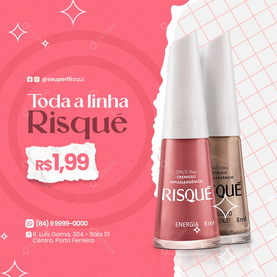 Quando Chega Dia de Manicure Social Media PSD Editável