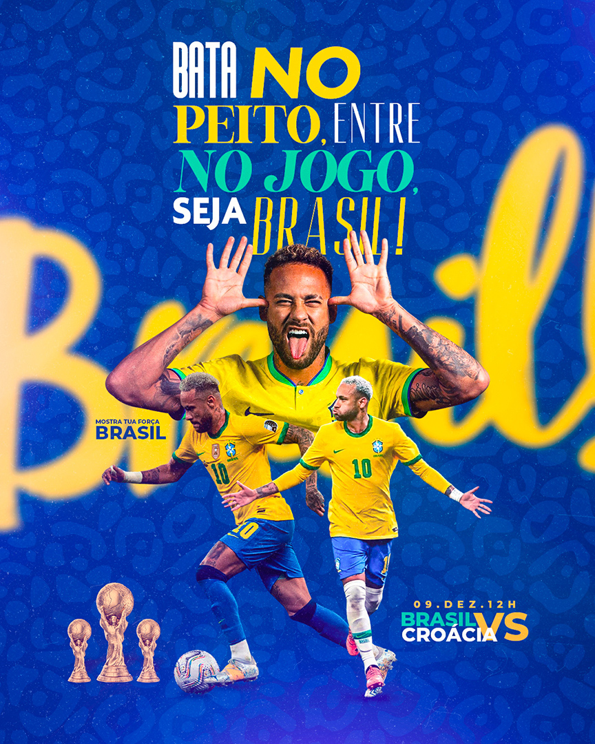 Flyer Futebol Brasil Rumo Ao Hexa Copa do Mundo Neymar Social Media PSD Editável