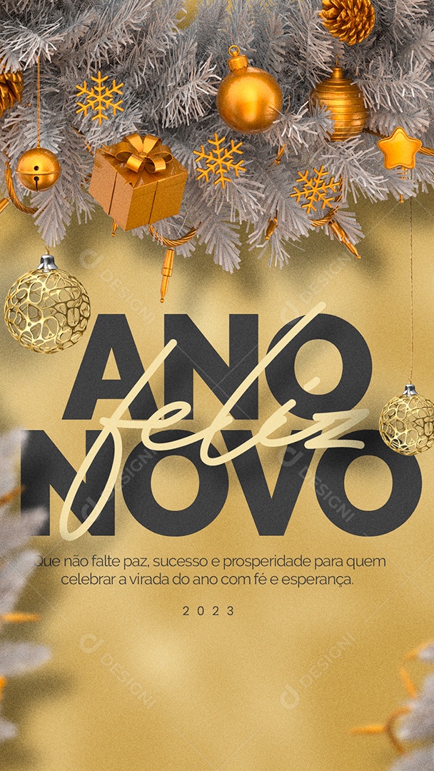 Story Que não Falte Paz Sucesso e Prosperidade Feliz Ano Novo Social Media PSD Editável