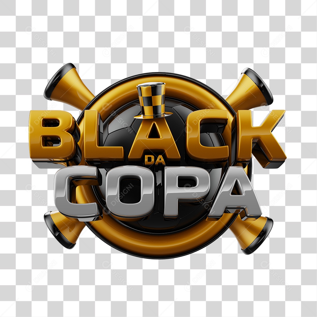 Black da Copa Selo 3D para Composição PNG Transparente