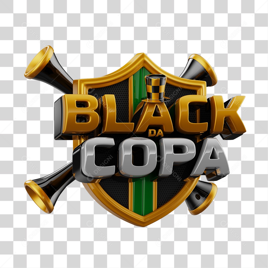 Black da Copa Selo 3D para Composição PNG Transparente