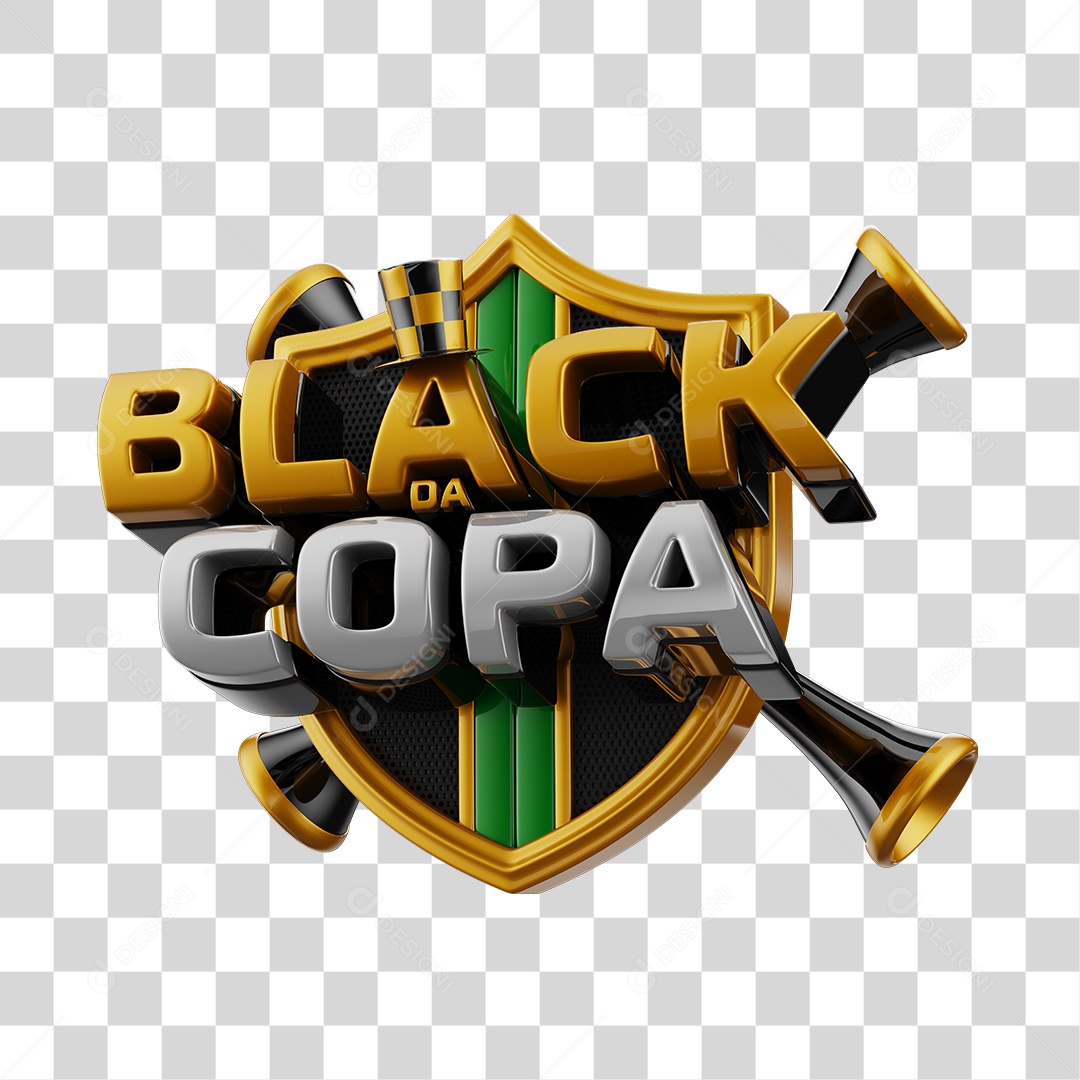 Black da Copa Selo 3D para Composição PNG Transparente