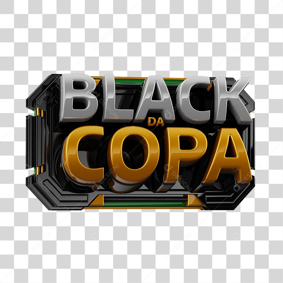 Black da Copa Selo 3D para Composição PNG Transparente