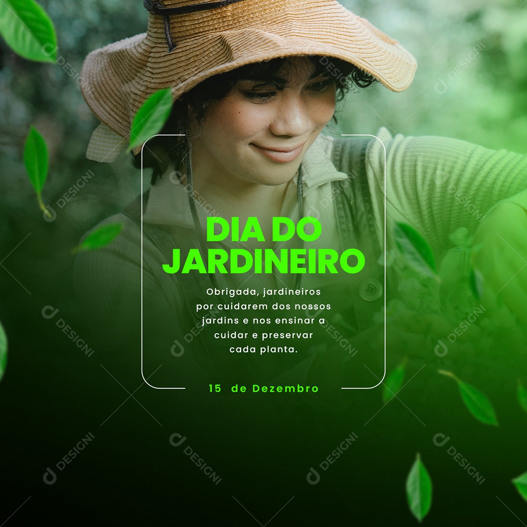 Obrigada Dia do Jardineiro 15 de Dezembro Social Media PSD Editável