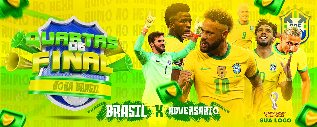 Hoje Jogo Brasil x Adversário Copa Mundo Futebol Social Media PSD