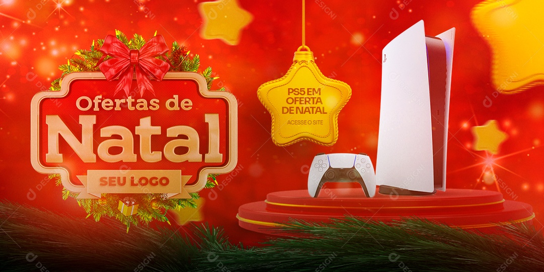 Banner Ofertas de Natal Ps5 Social Media PSD Editável