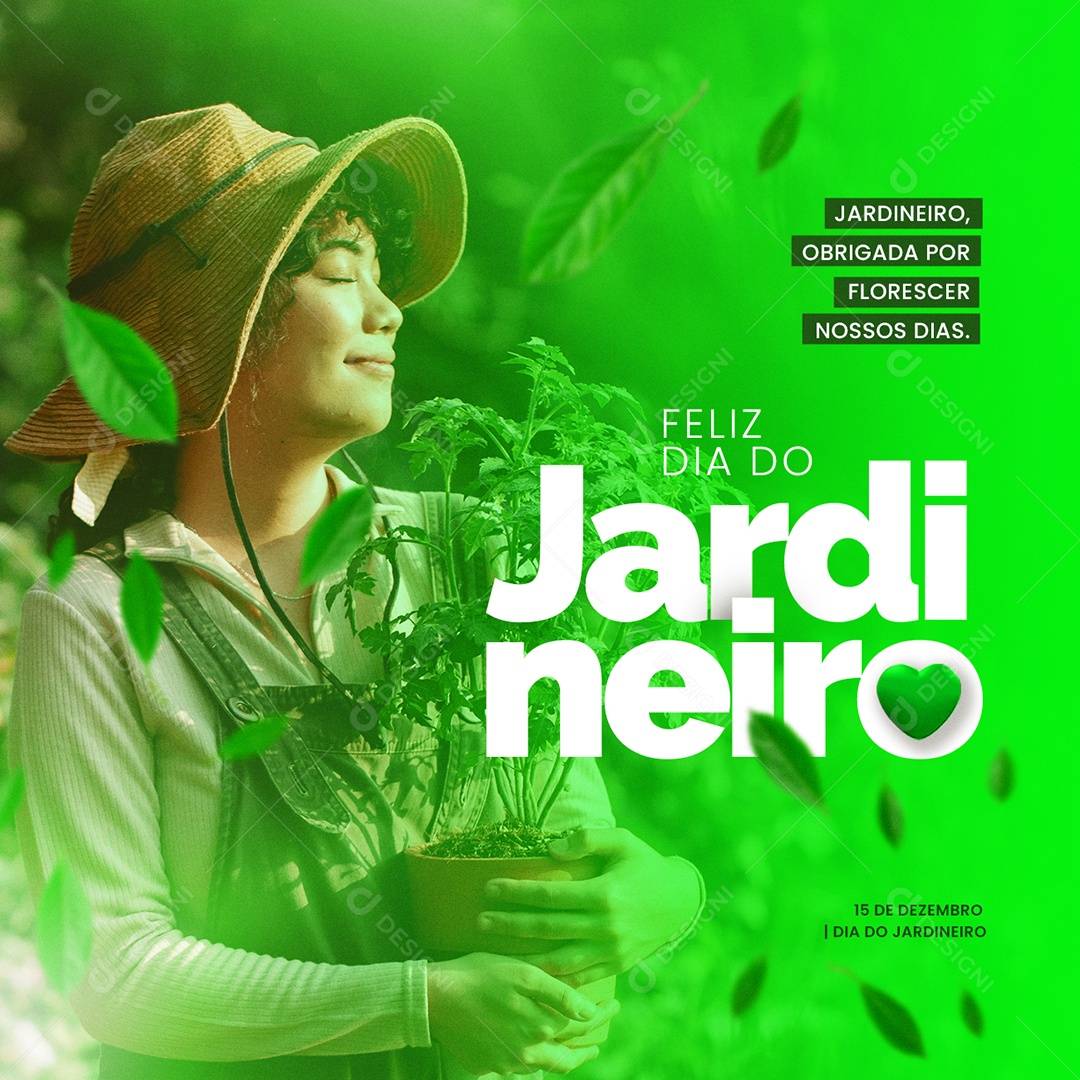 Feliz Dia do Jardineiro 15 de Dezembro Social Media PSD Editável