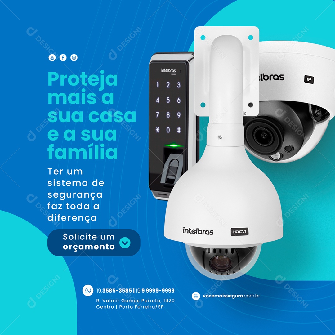 Proteja mais a sua Casa e a sua Família Sistema de Segurança Social Media PSD Editável