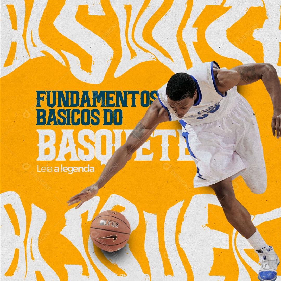 Fundamentos Básicos do Basquete Escola de Basquete Social Media PSD Editável