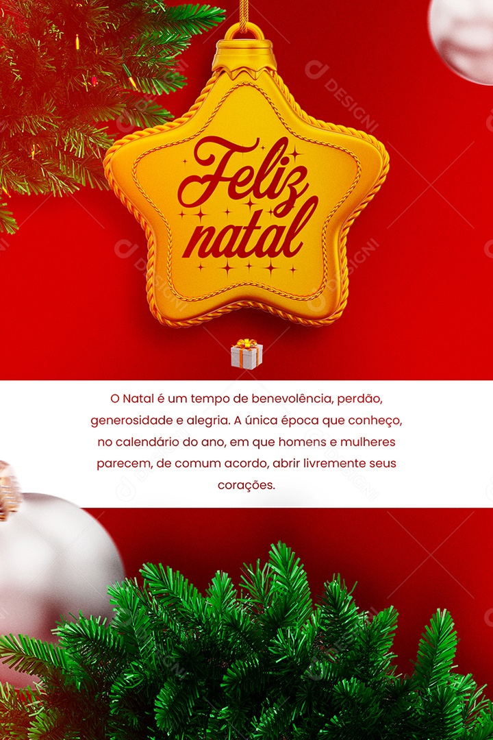 O Natal é Tempo de Benevolência Cartão Natalino Social Media PSD Editável