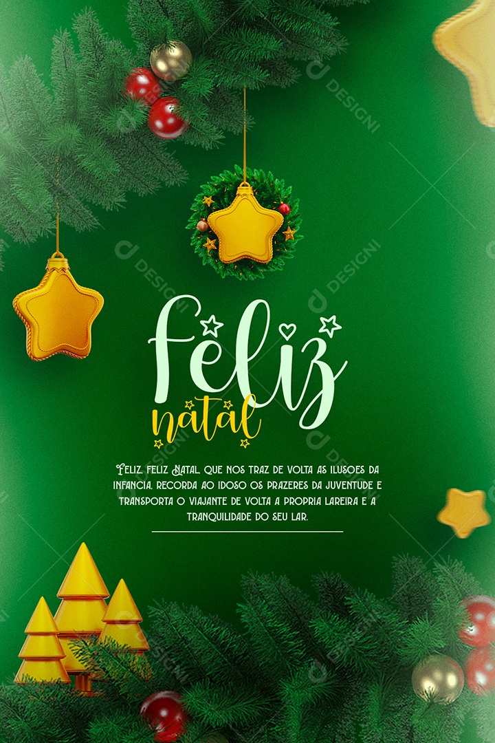 Cartão Natalino Feliz Natal PSD Editável