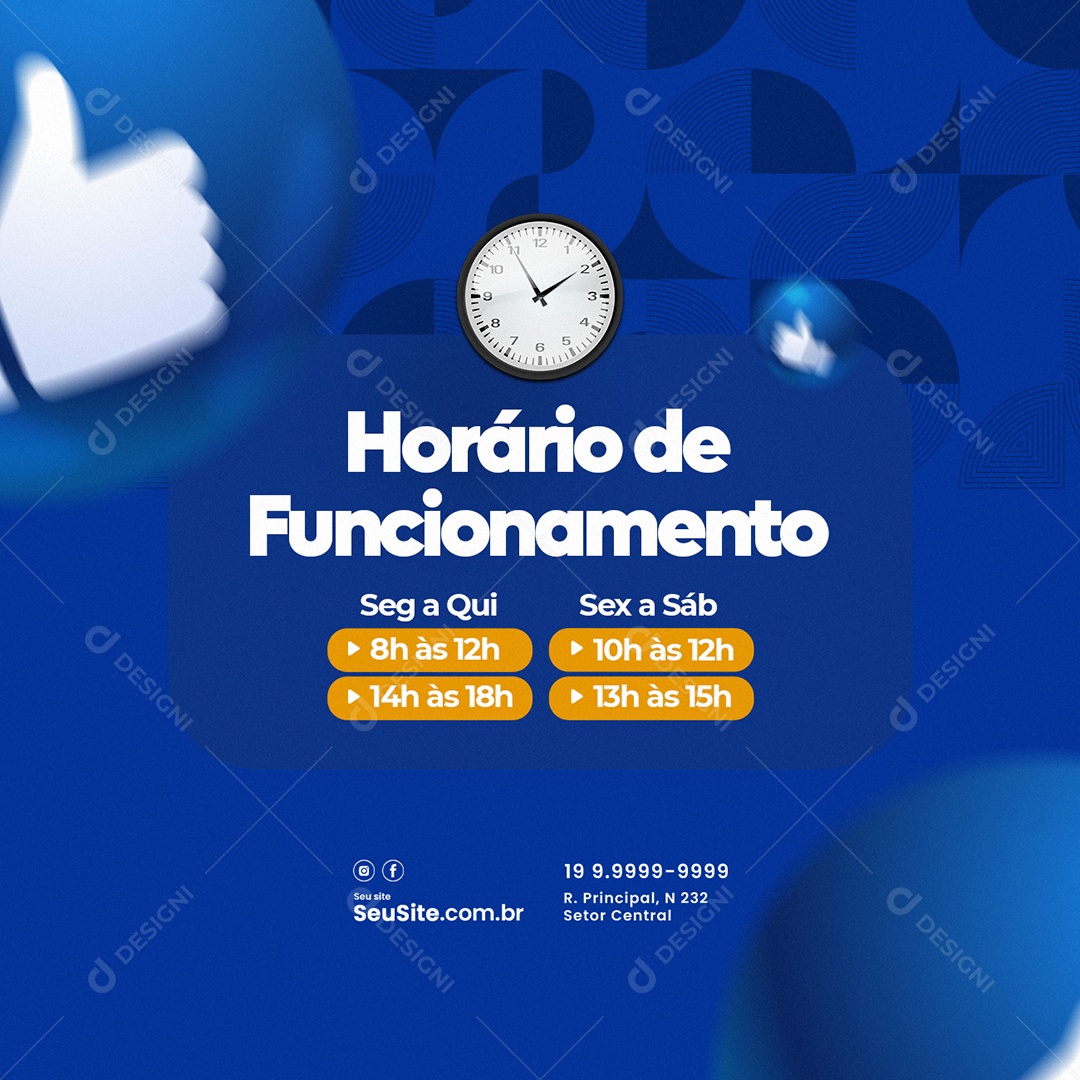 Horário de Funcionamento Lavanderia Social Media PSD Editável