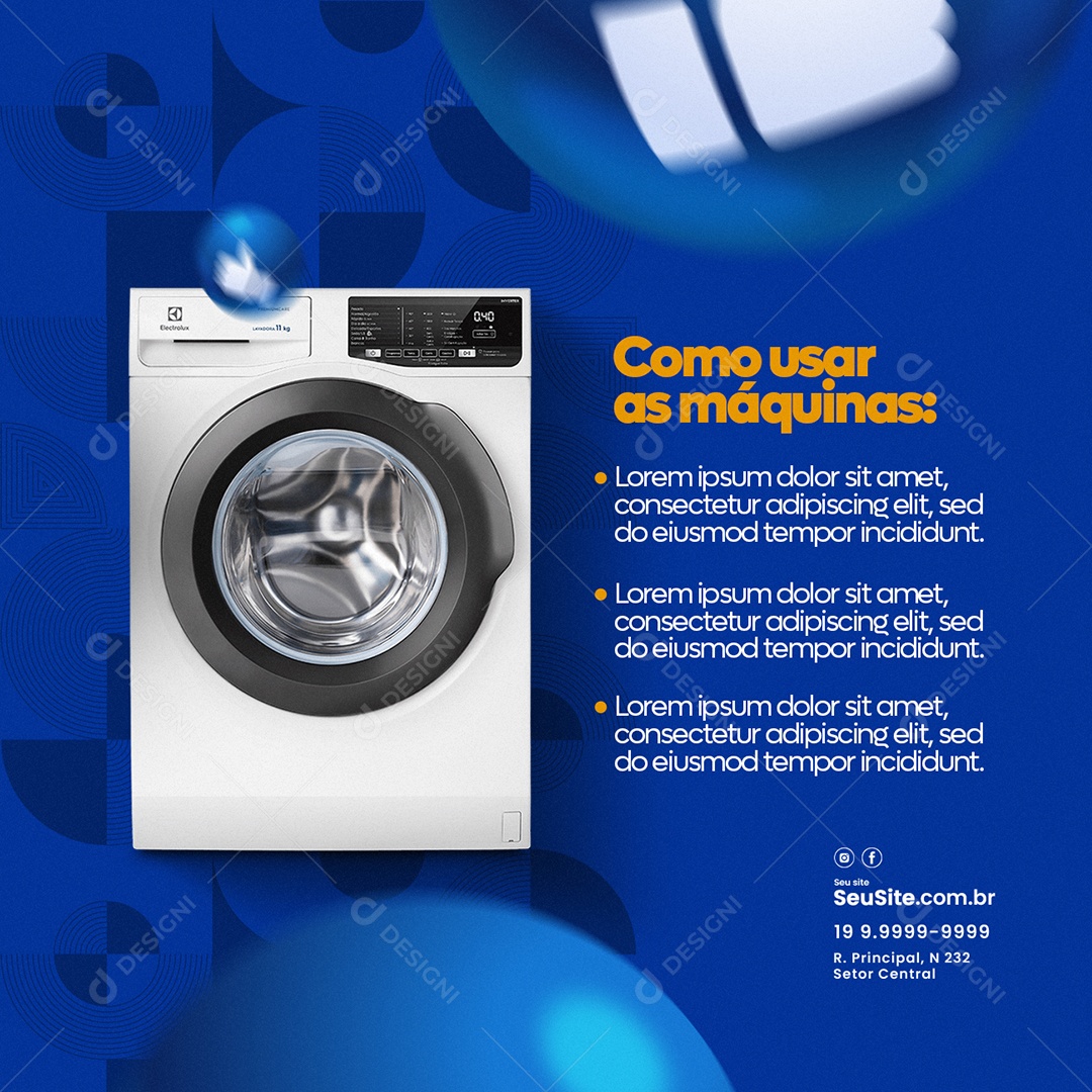 How to Use Laundry Machines Social Media Editable PSD