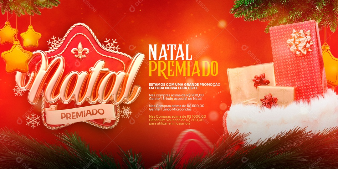 Banner Natal Premiado Feliz Natal Social Media PSD Editável