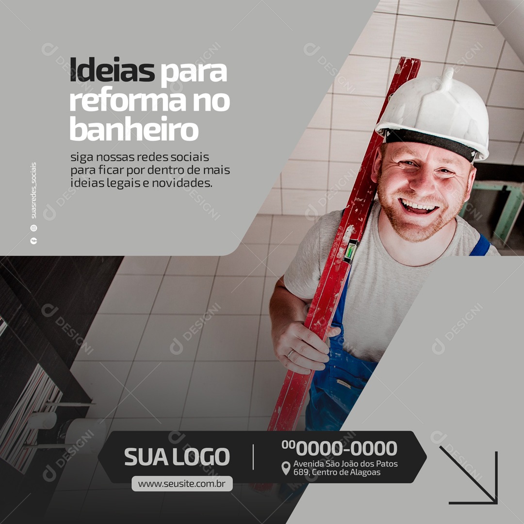 Ideias Para Reforma no Banheiro Arquitetura Social Media PSD Editável