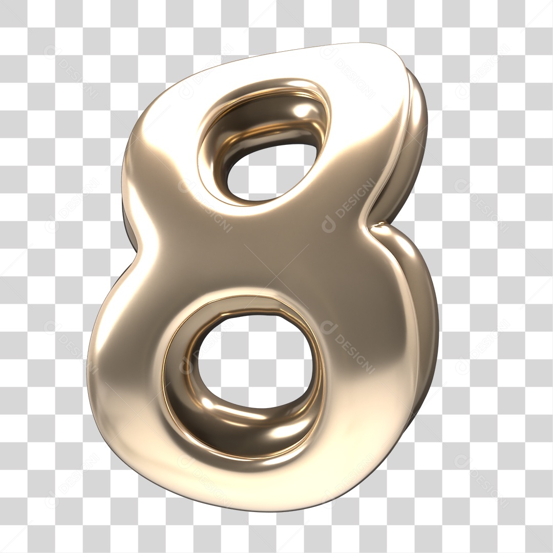 3D Golden Number 8 For Composition Transparent PNG