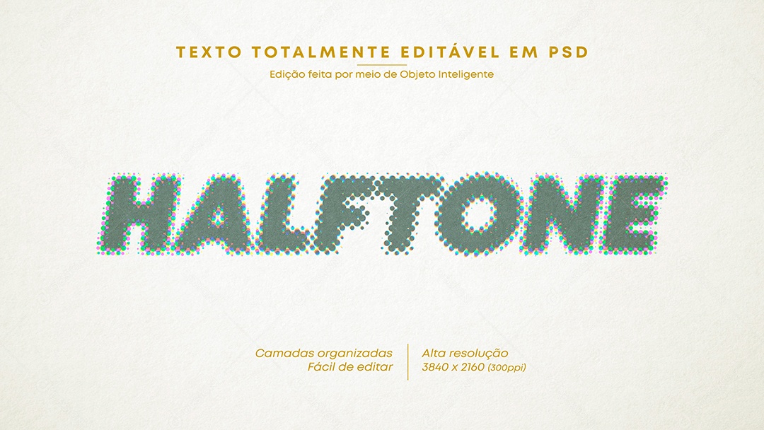 Efeito de Texto 3D Halftone PSD Editável