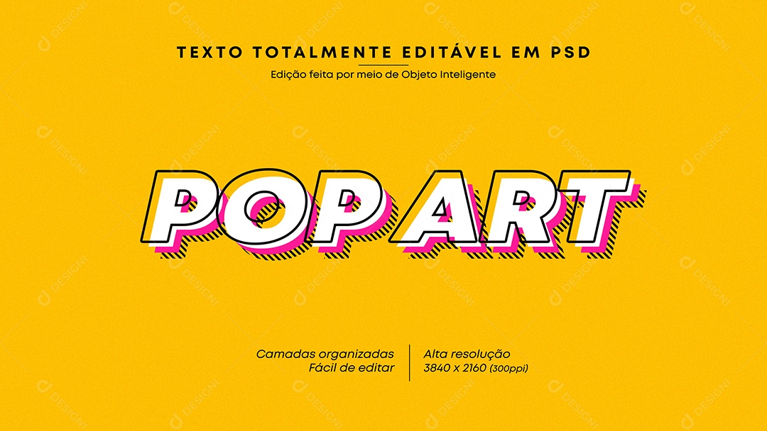 Efeito de Texto 3D Pop Art PSD Editável