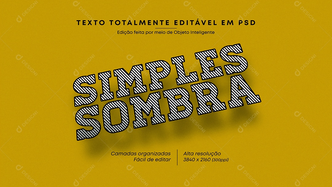 Efeito de Texto 3D Simples Sombra PSD Editável