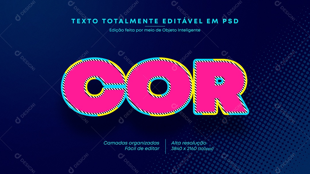 Efeito de Texto 3D Cor PSD Editável