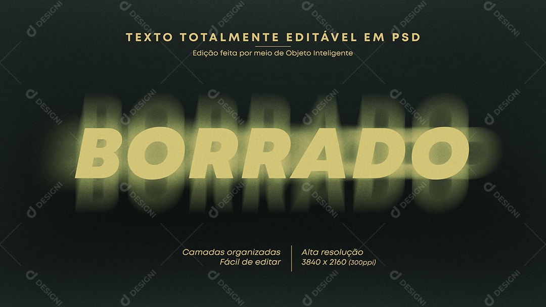 Efeito de Texto 3D Borrado PSD Editável