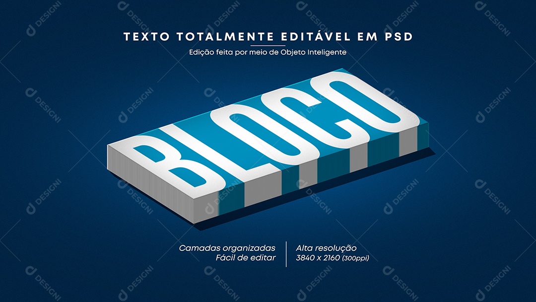 Efeito de Texto Bloco PSD Editável