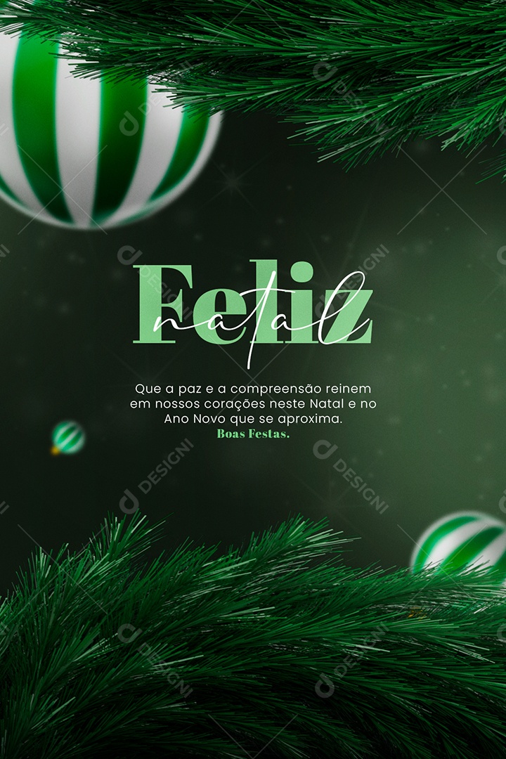 Cartão de Natal Verde Feliz Natal Social Media PSD Editável