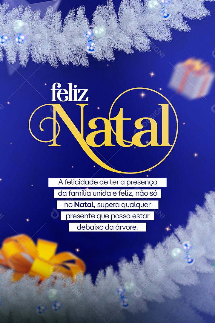 Cartão de Natal Feliz Natal Azul PSD Editável