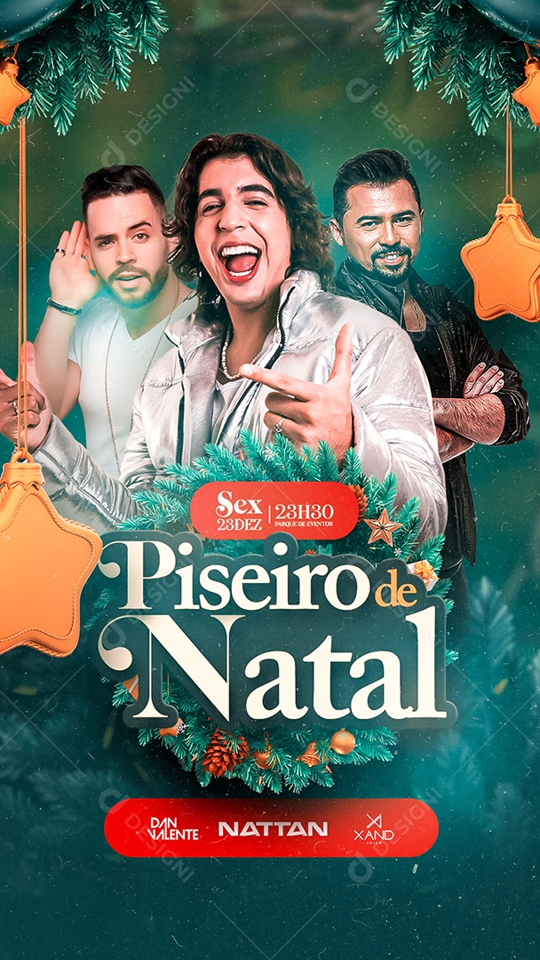 Story Piseiro de Natal Dan Valente Nattan Xand Avião Flyer Social Media PSD Editável