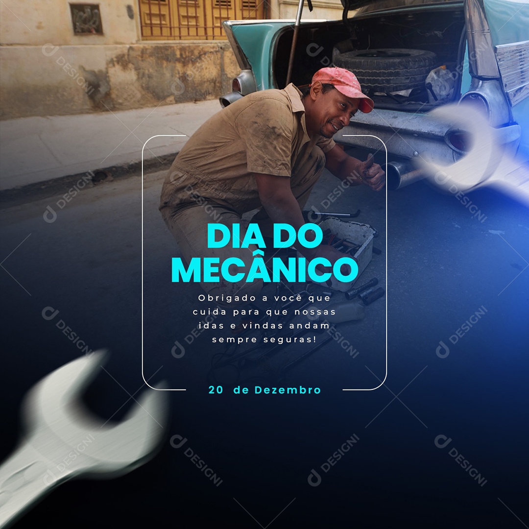 Thanks to You Who Care Mechanic's Day Social Media Editable PSD