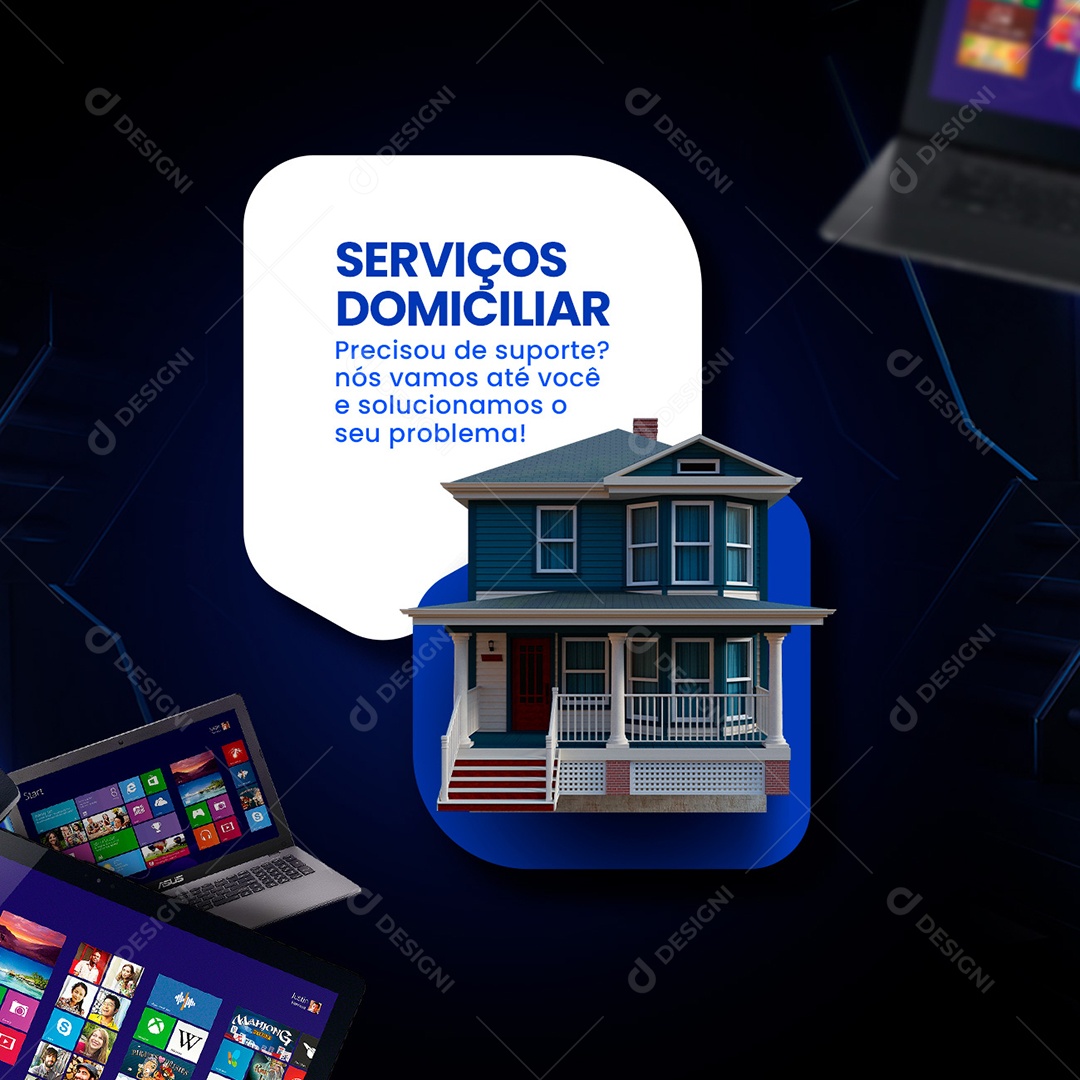 Home Service Needed Computer Support Social Media Editable PSD