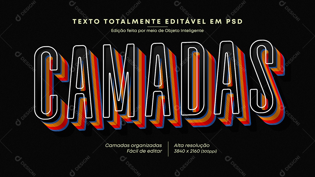 Efeito de Texto 3D Camadas PSD Editável