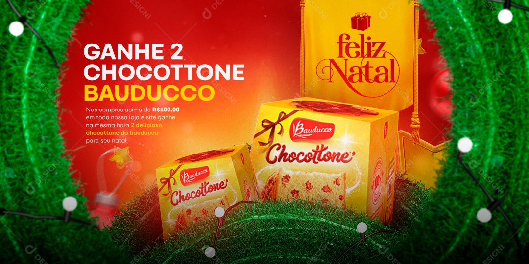 Banner Chocottone Bauducco Feliz Natal Social Media PSD Editável