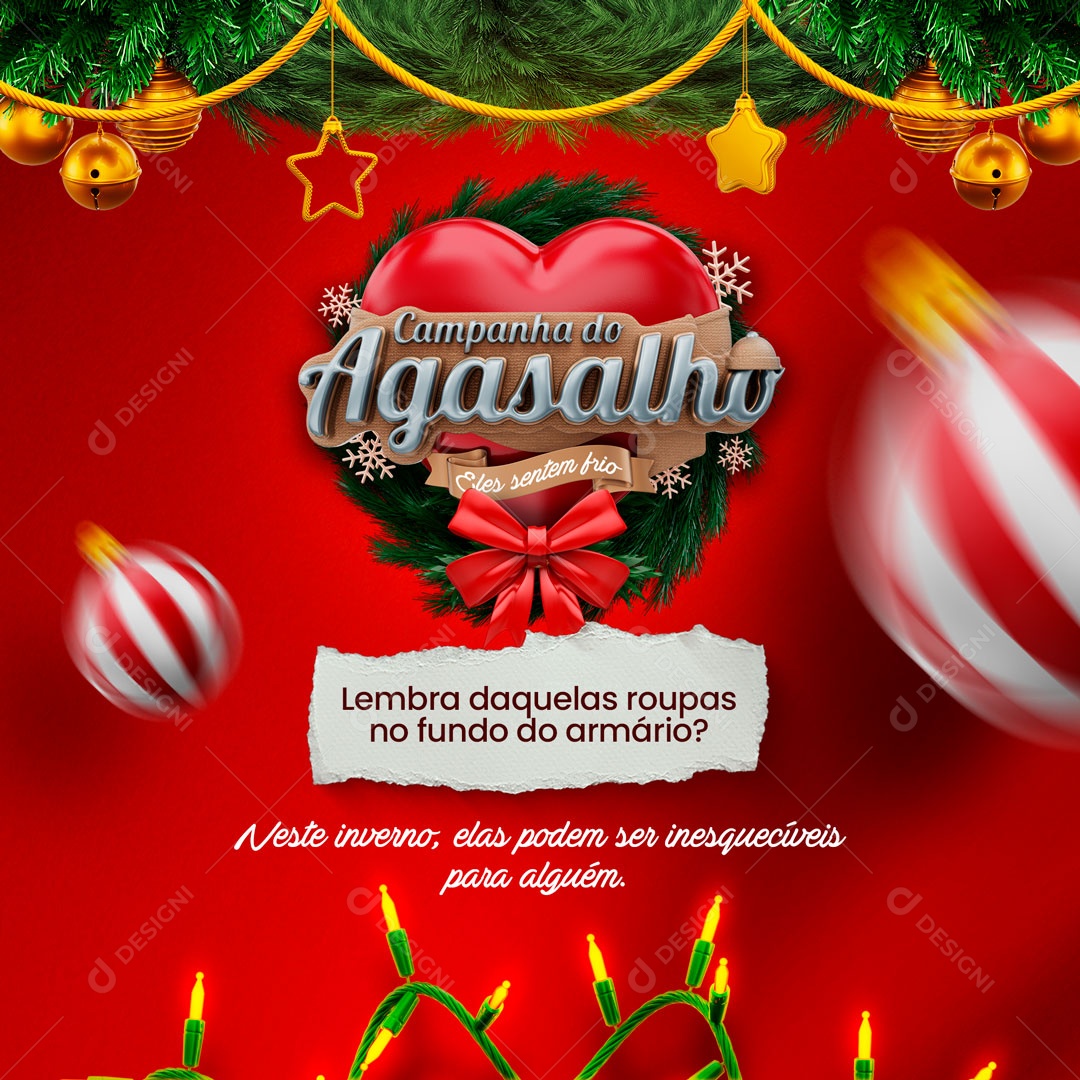 Campanha do Agasalho Natal Feliz Social Media PSD Editável