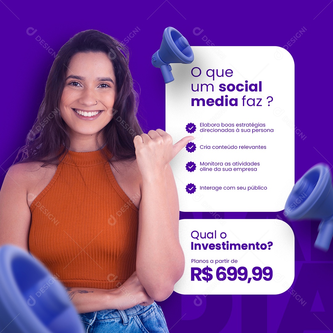 O Que um Social Media faz Designer Gráfico Social Media PSD Editável ...