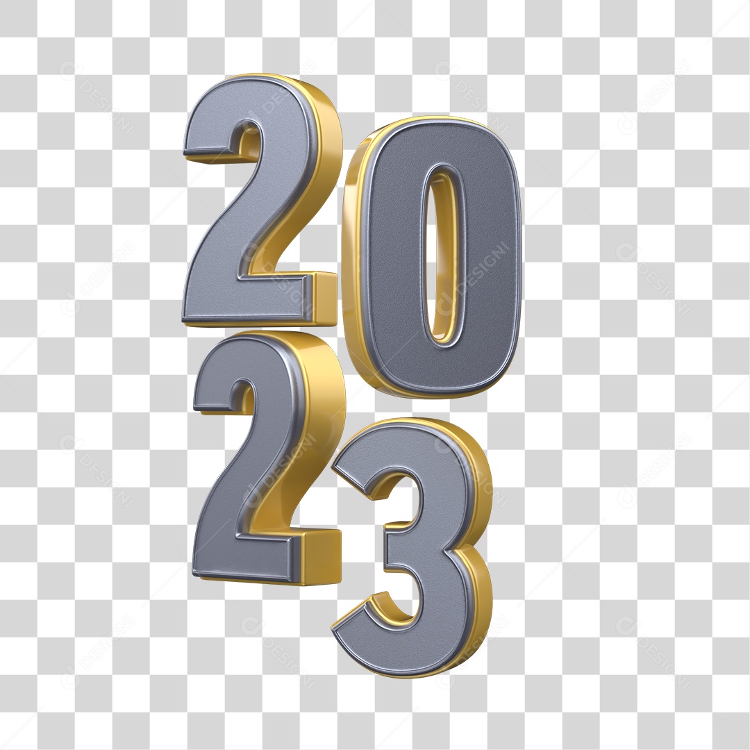 Número 2023 Elemento 3D de Ano Novo PNG Transparente