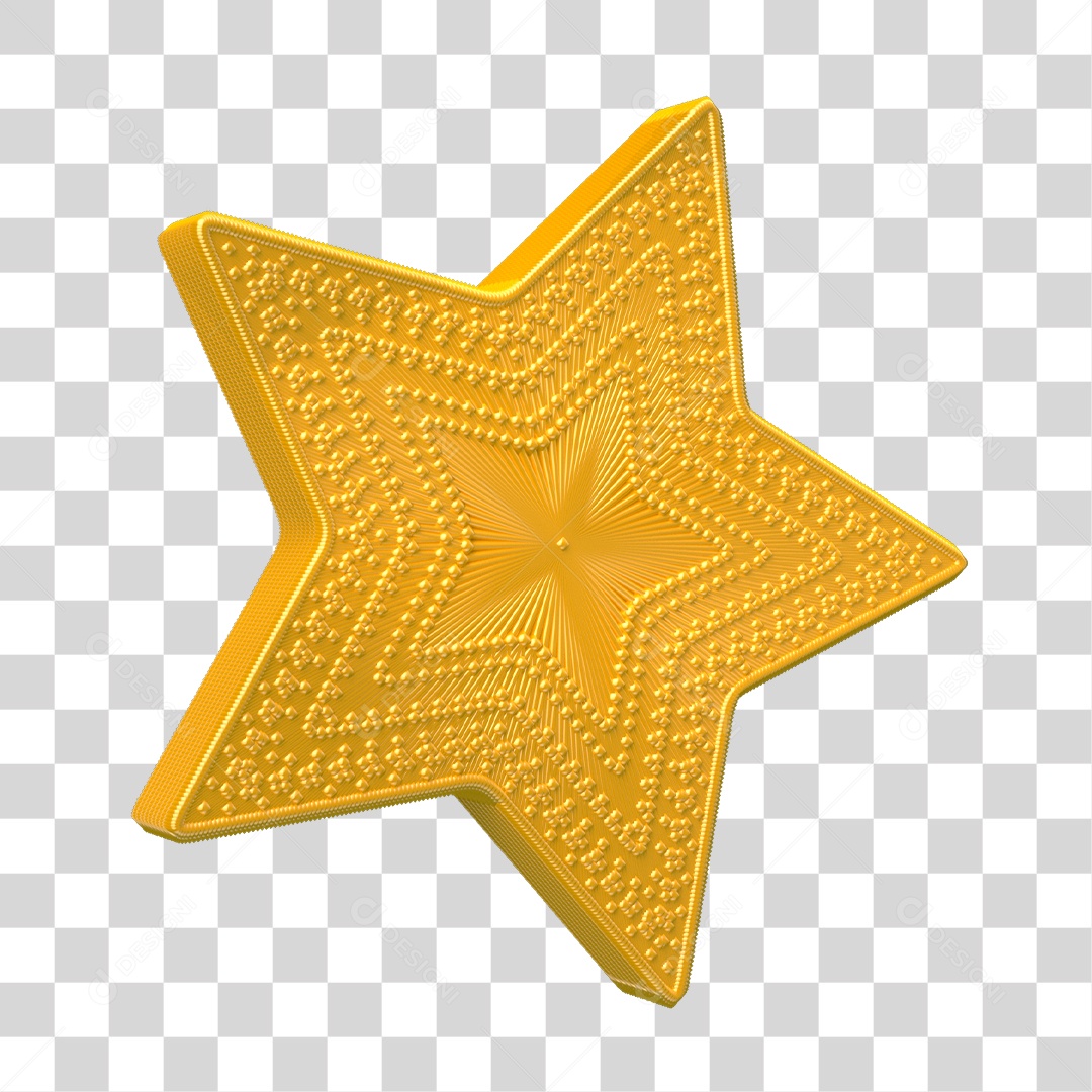 Estrela Dourada de Ano Novo Elemento 3D PNG Transparente