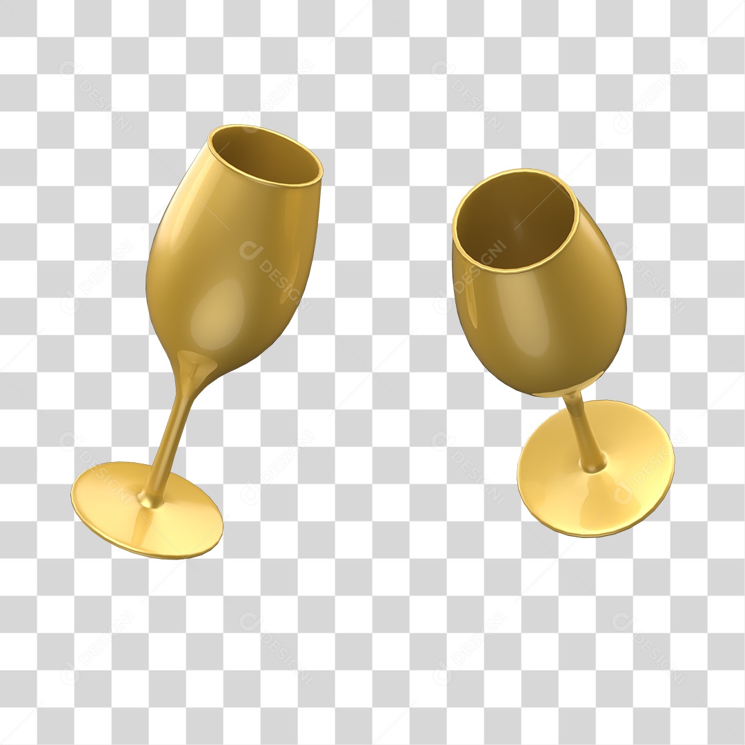 Taça Dourada Comemoração de Ano Novo Elemento 3D PNG Transparente