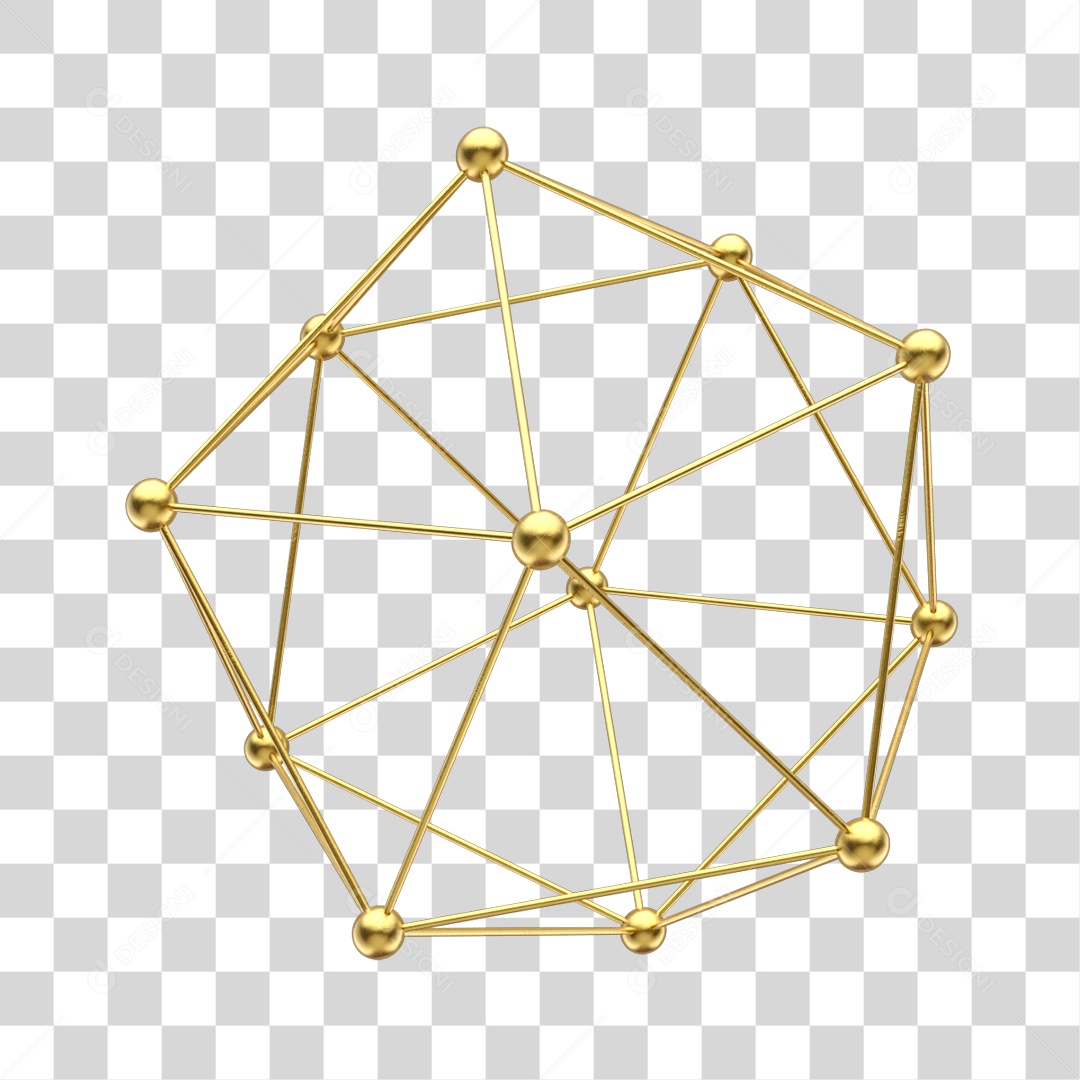 New Year Golden Geometric Shape Element 3D Transparent PNG