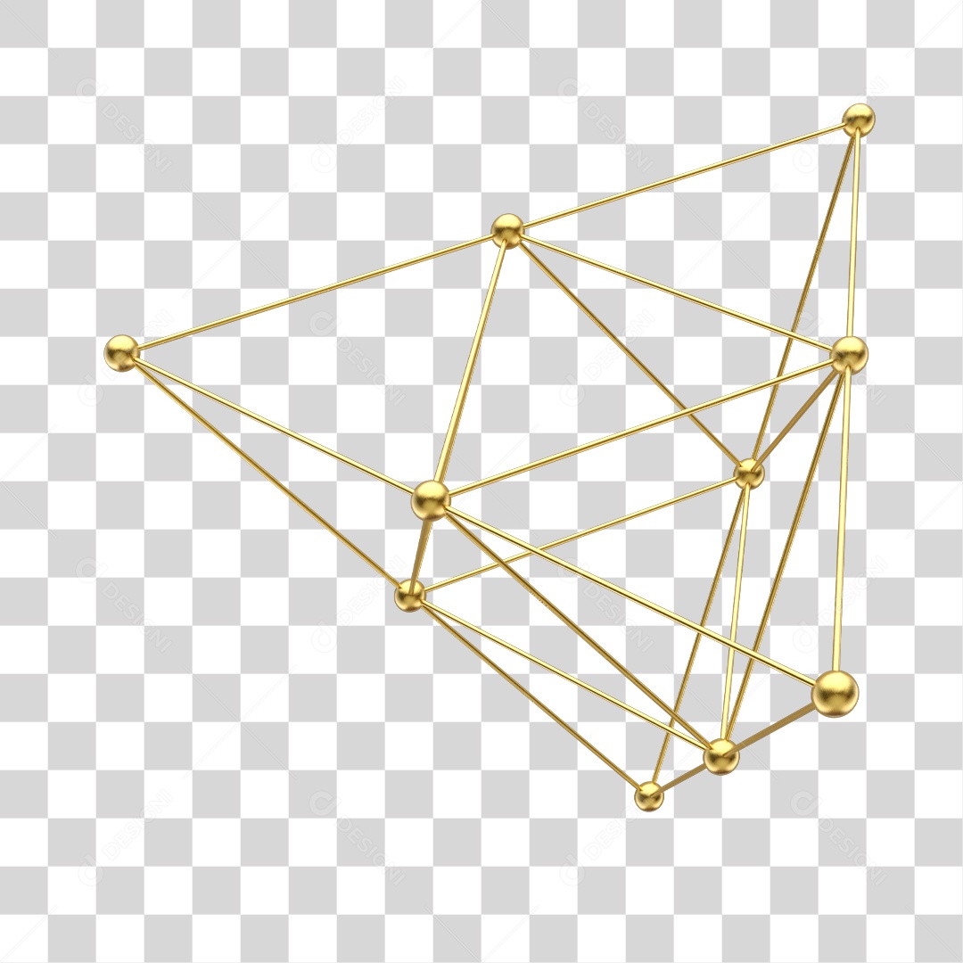 Forma Geométrica Dourada de Ano Novo Elemento 3D PNG Transparente