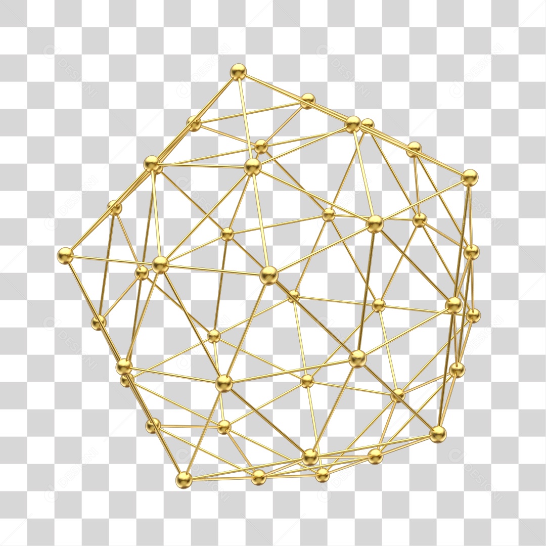 Forma Geométrica Dourada Decoração de Ano Novo Elemento 3D PNG Transparente