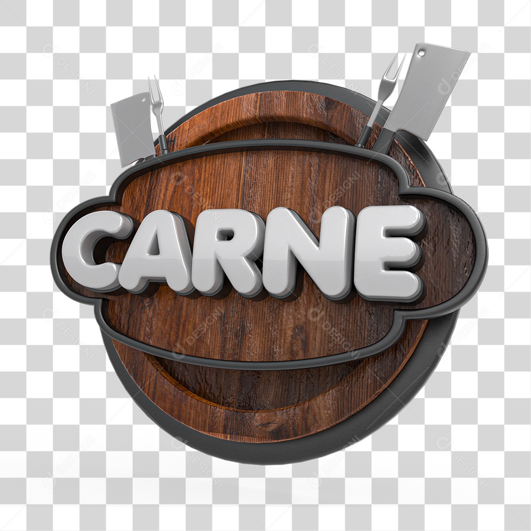 Carne Selo 3D para Composição PNG Transparente