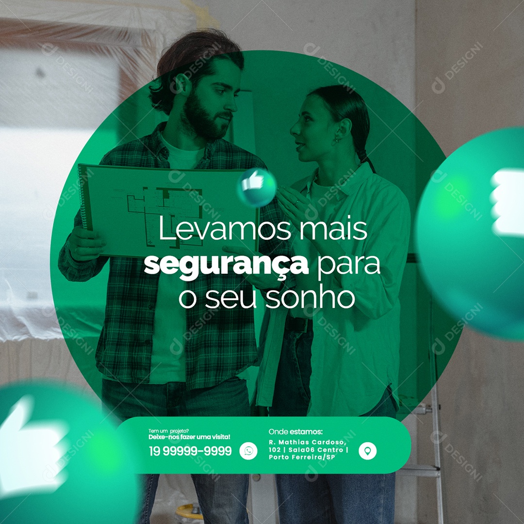 Levamos mais Segurança para o Seu Sonho Engenharia Social Media PSD Editável