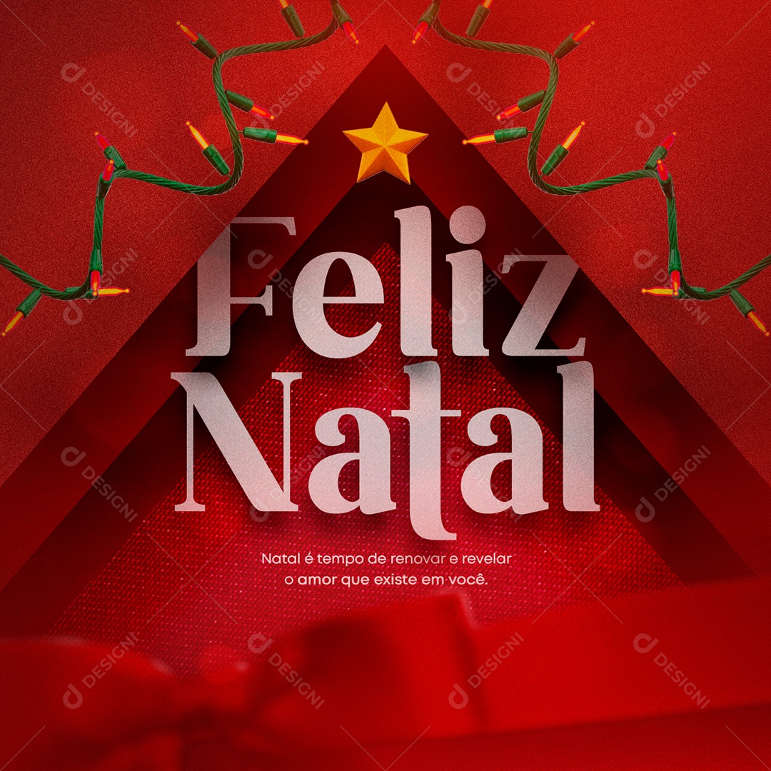 Natal é Tempo de Renovar e Revelar Feliz Natal Social Media PSD Editável