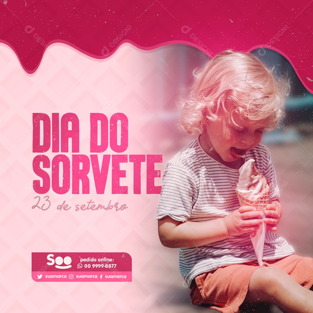 Dia do Sorvete 23 de Setembro Sorveteria Social Media PSD Editável